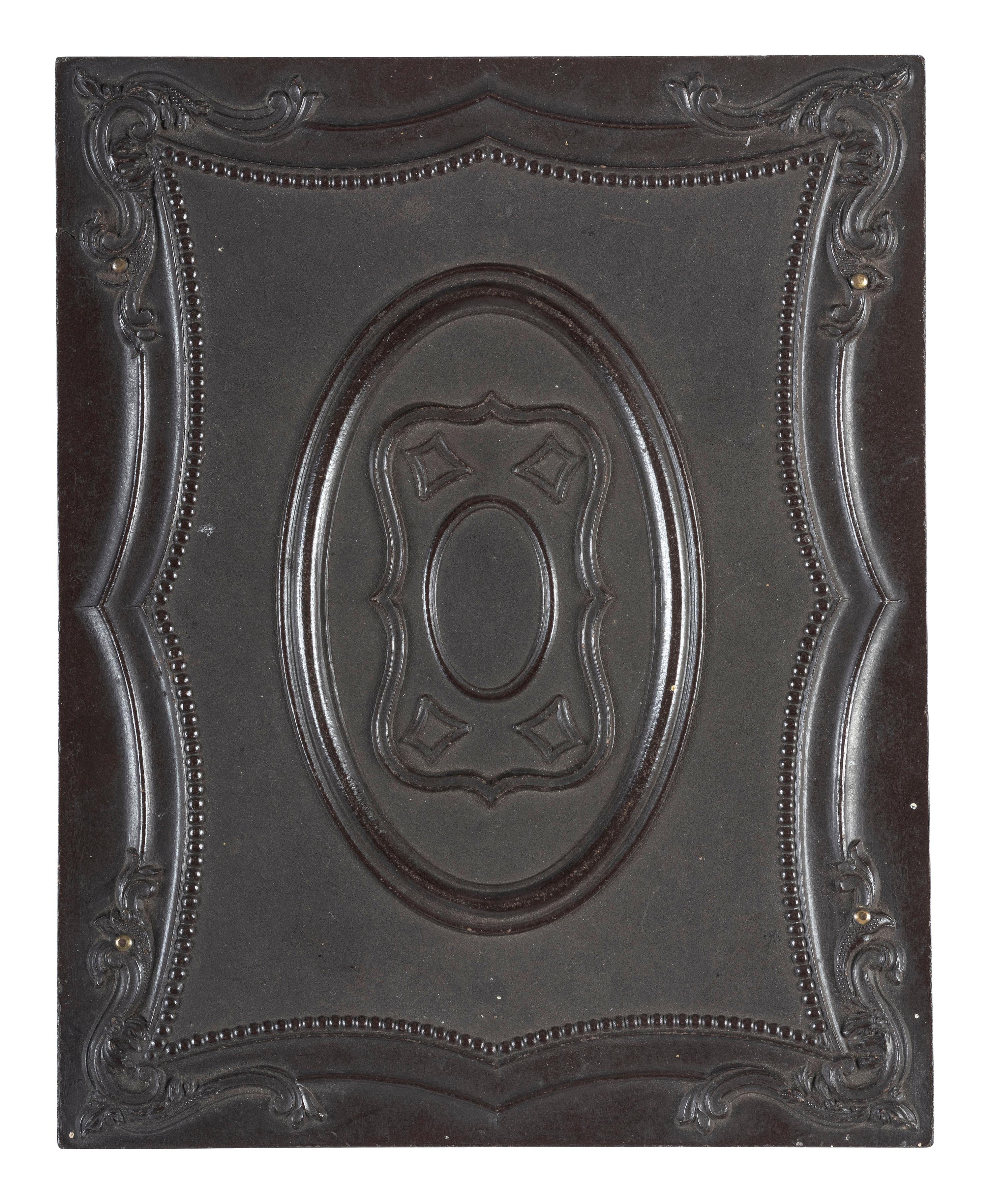 [EARLY PHOTOGRAPHY]. Double half plate Union case with geometric design.