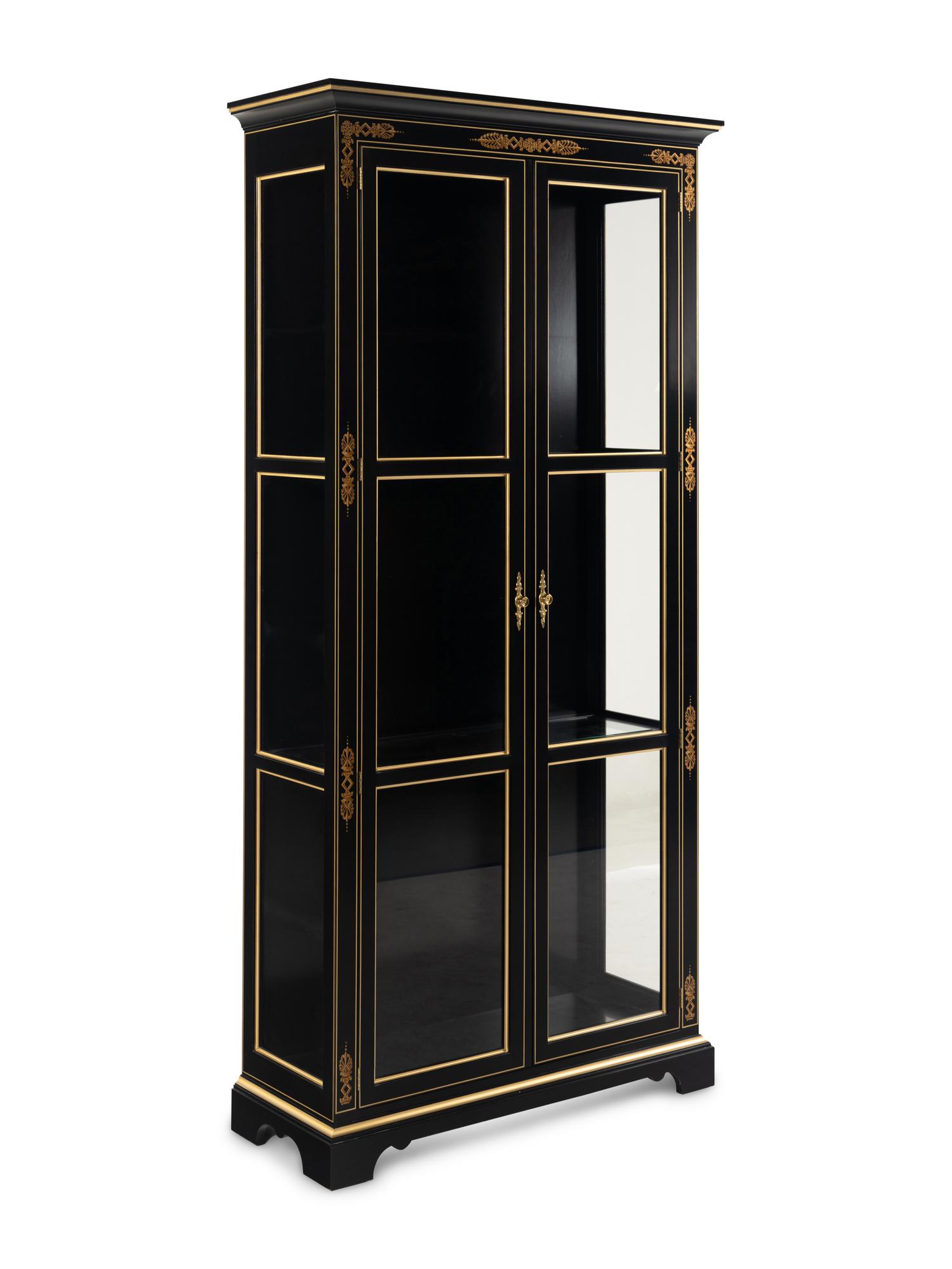 A Kindel Empire Style Ebonized Vitrine Cabinet