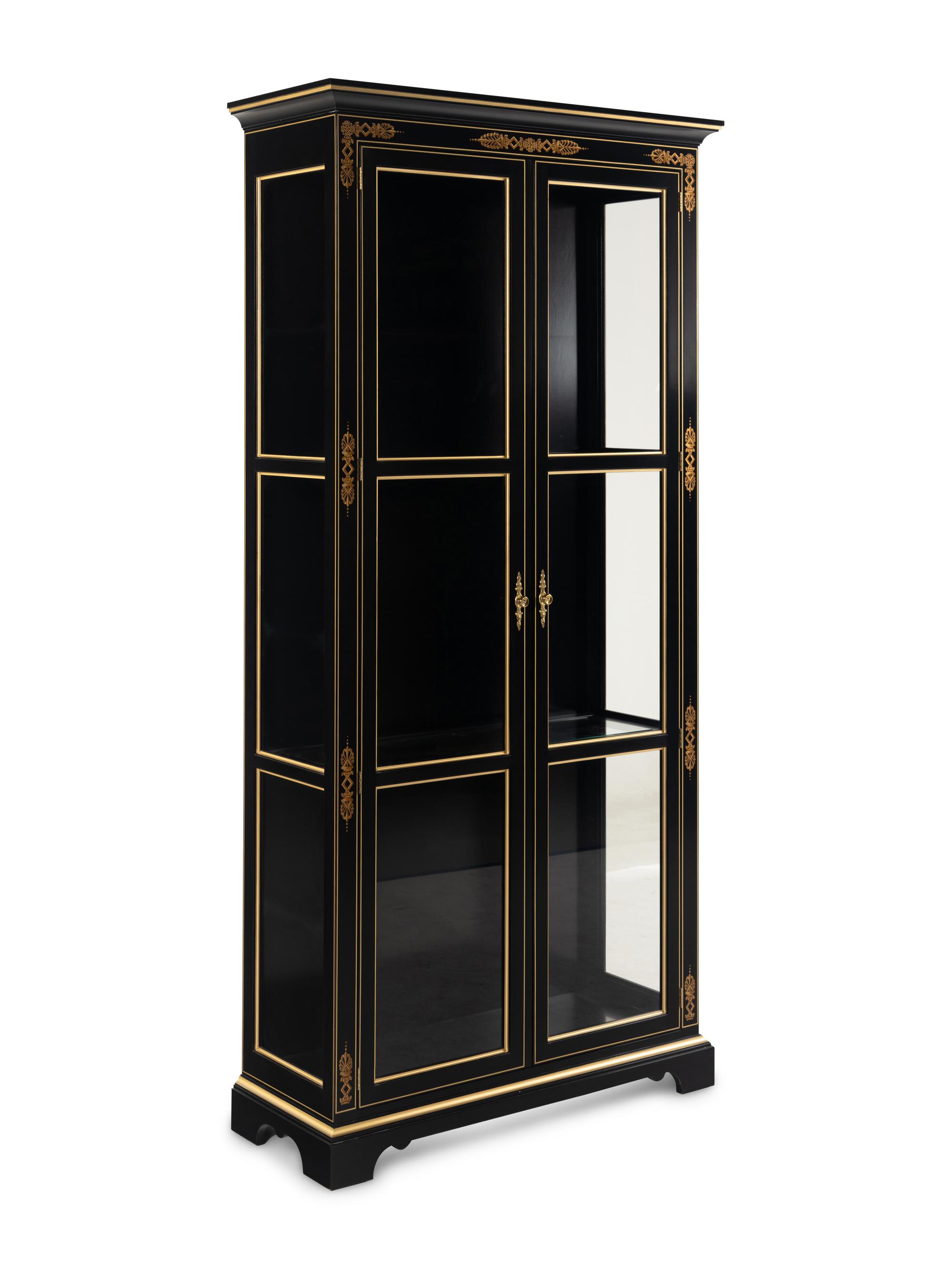 A Kindel Empire Style Ebonized Vitrine Cabinet