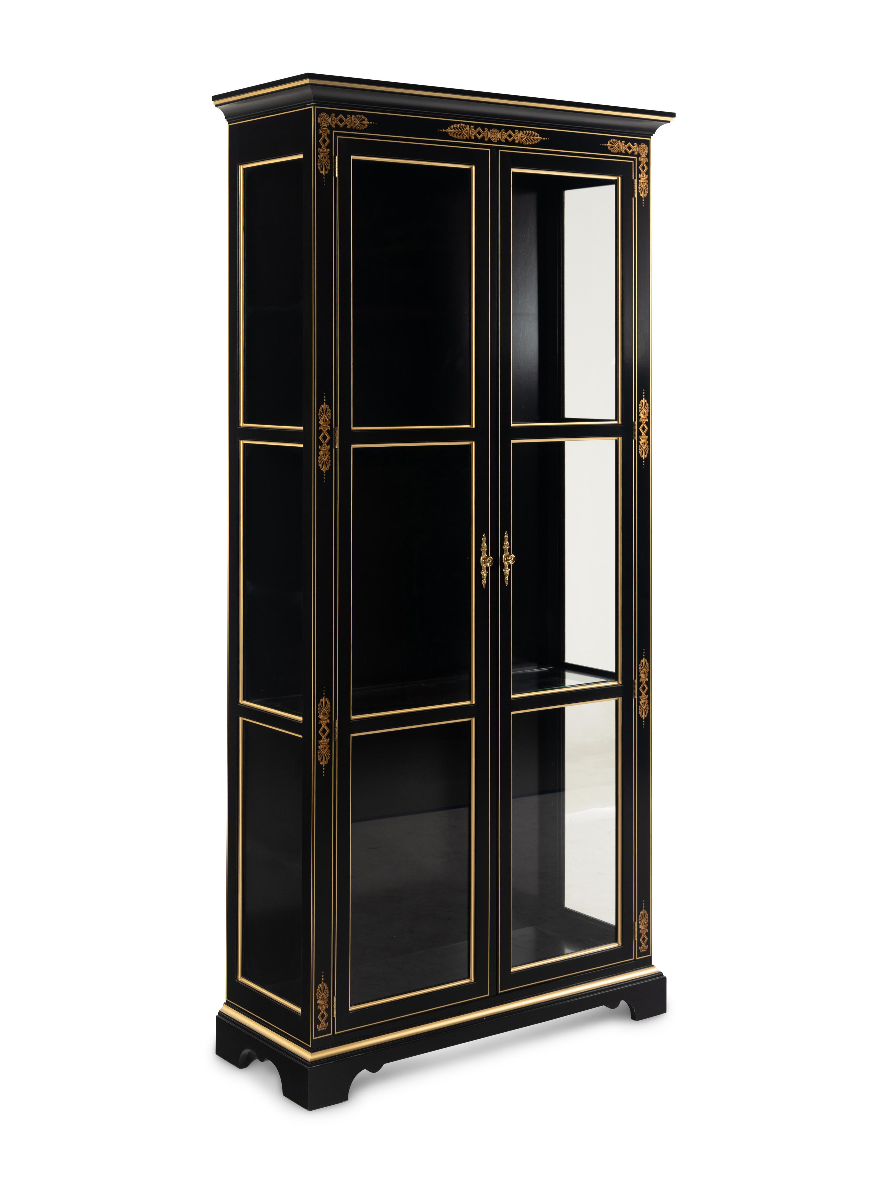 A Kindel Empire Style Ebonized Vitrine Cabinet