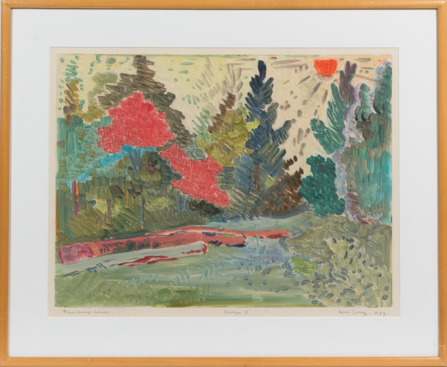 Karl Schrag, (German/American, 1912-1995), Forest Clearing, September, 1983