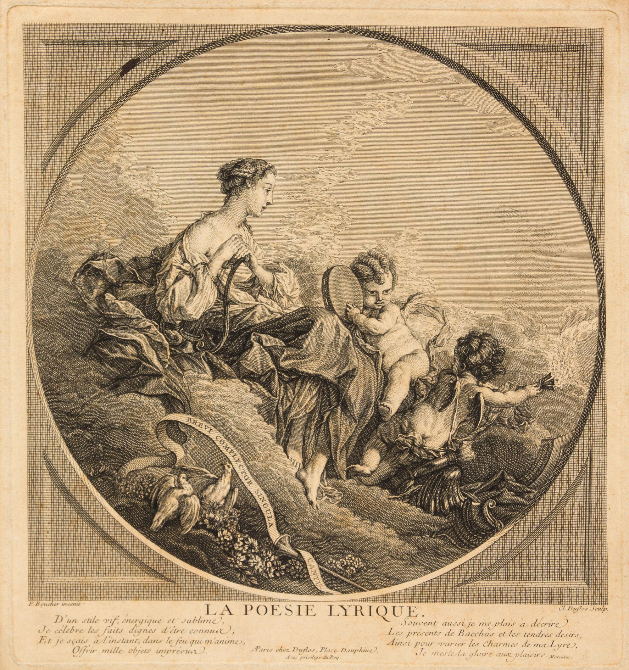 Claude Augustin Duflos le Jeune, (French, 1700-1786), The Four Poems (Les Quatre Poésies), c. 1741 after François Boucher (French, 1703