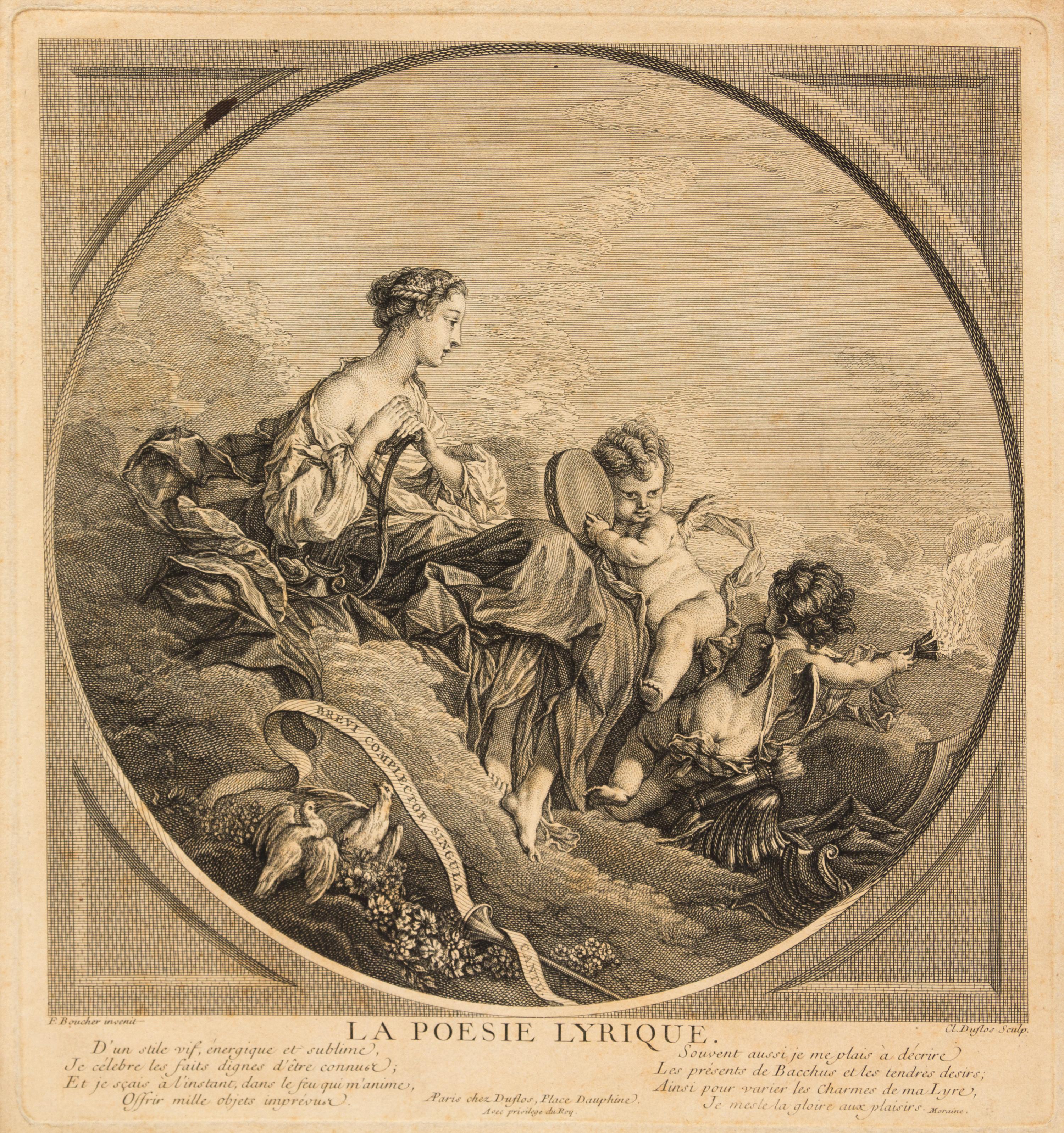 Claude Augustin Duflos le Jeune, (French, 1700-1786), The Four Poems (Les Quatre Poésies), c. 1741 after François Boucher (French, 1703