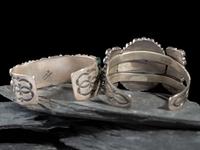 Southwestern-style Sterling Silver and Turquoise Cluster Cuff Bracelets