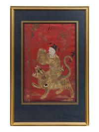 Two Embroidered Silk 'Immortals' Panels