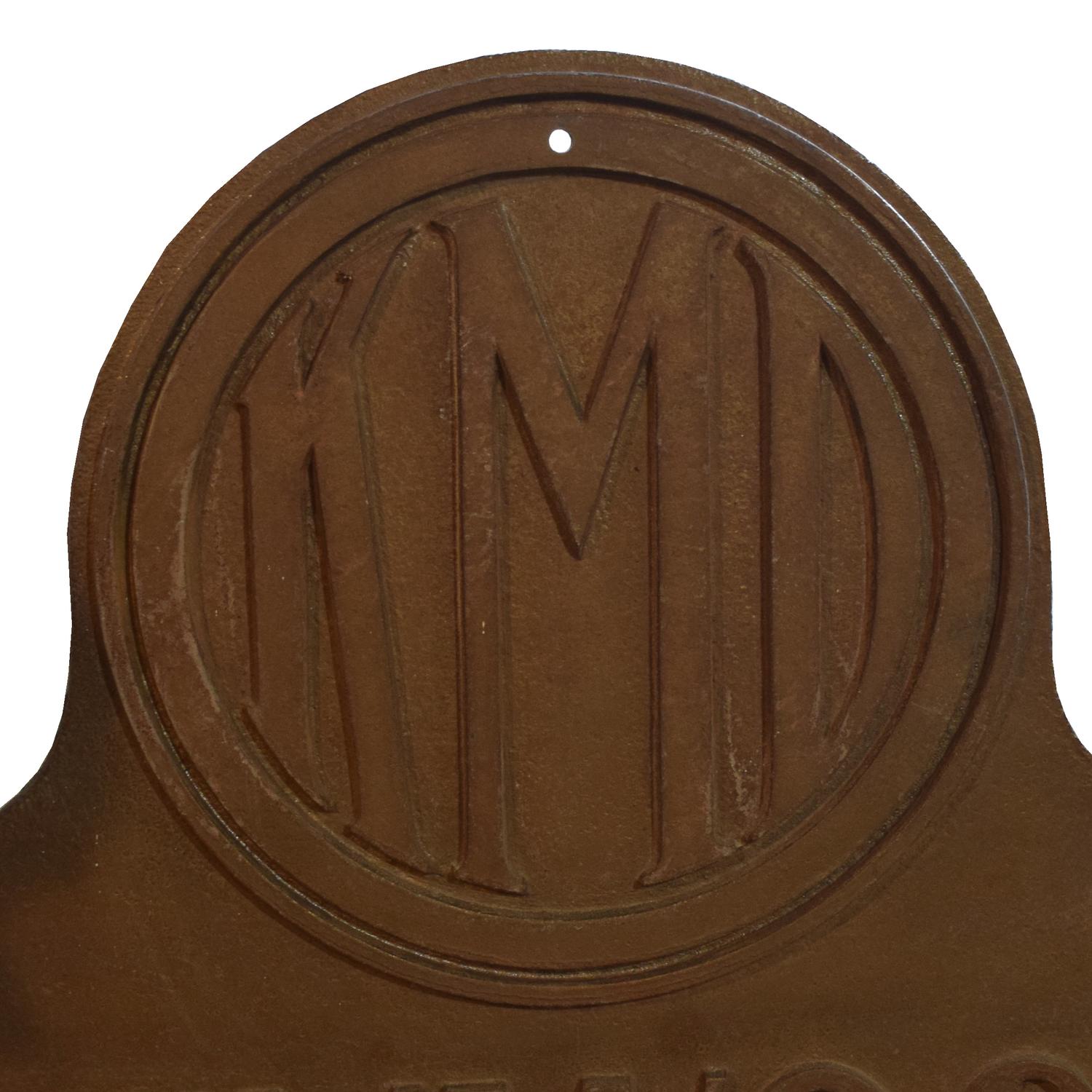 A Cast Iron Kenwood Manufacturing District Sign 32" W x .25" D x 50.5" H, — United States, Circa 1915
