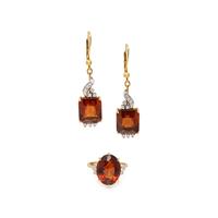 CITRINE AND DIAMOND RING AND EARRINGS