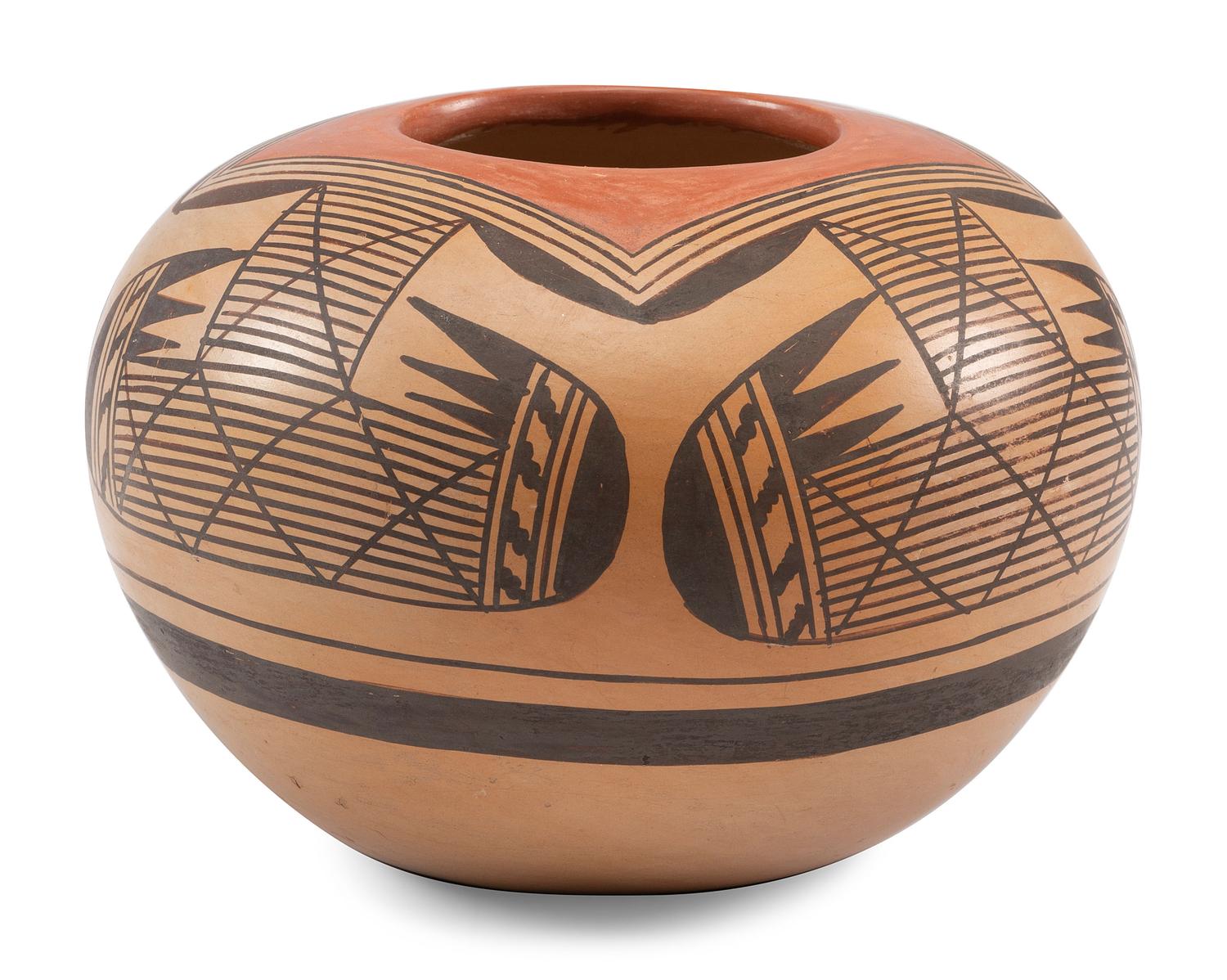 Pottery Bowl, with Eagle Wing Pattern