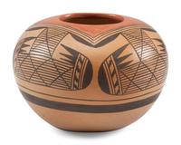 Pottery Bowl, with Eagle Wing Pattern