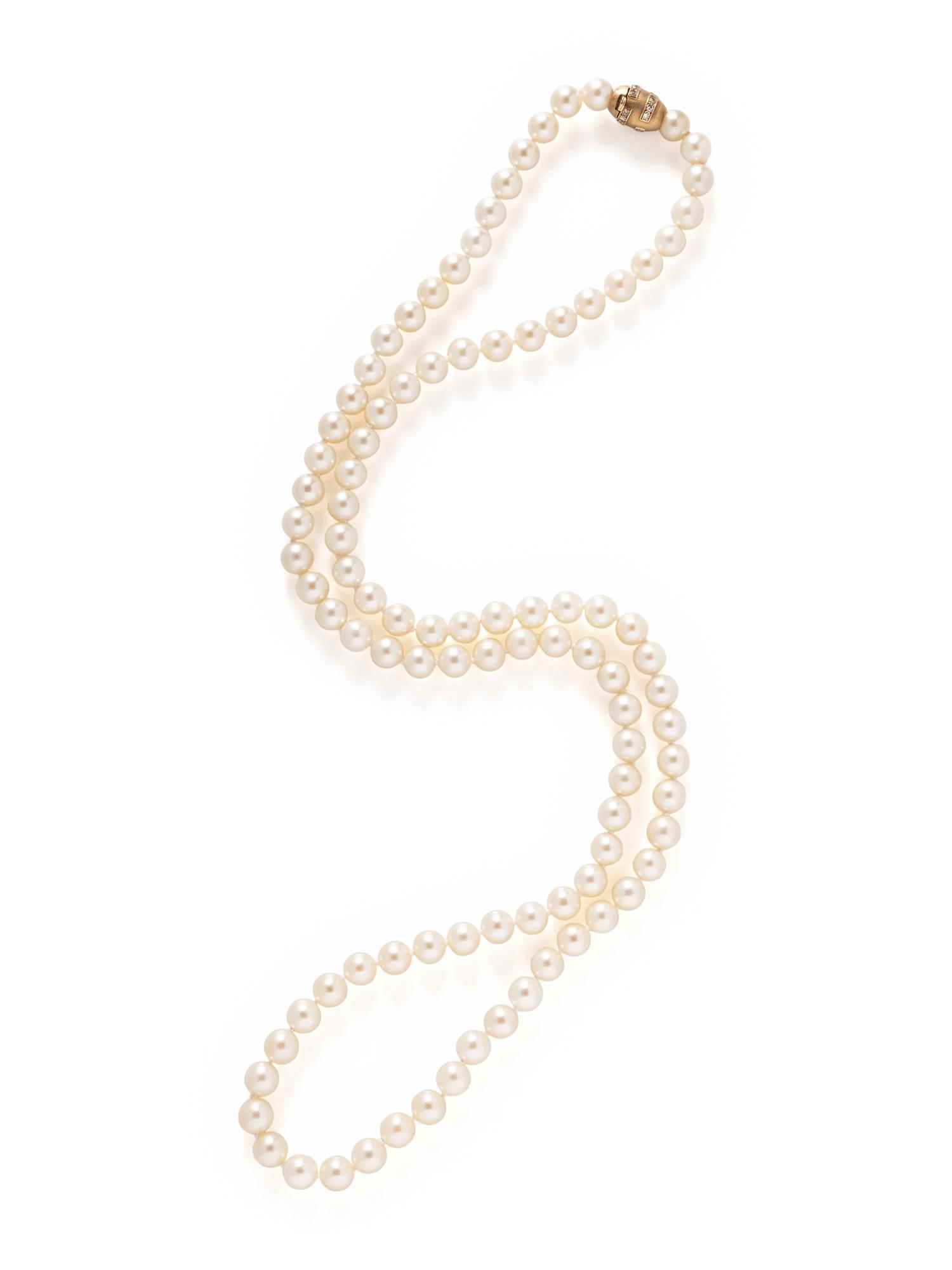 CULTURED PEARL AND DIAMOND NECKLACE