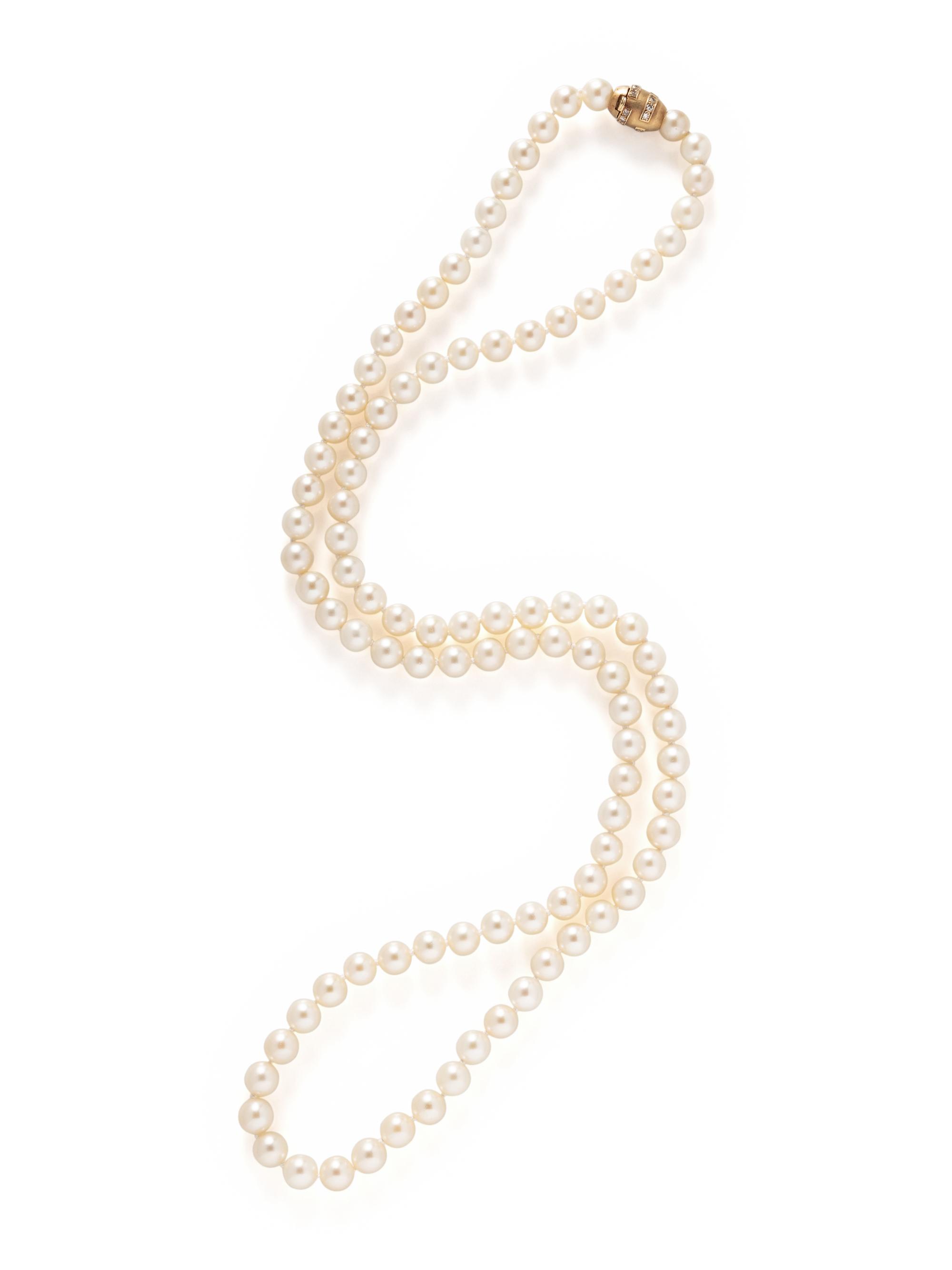 CULTURED PEARL AND DIAMOND NECKLACE
