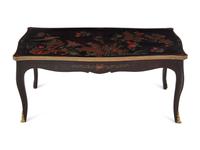 A Louis XV Style Gilt Bronze Mounted and Japanned Black Lacquer Low Table