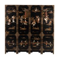 Four Chinese Export Hardstone-Inlaid Screen Panels