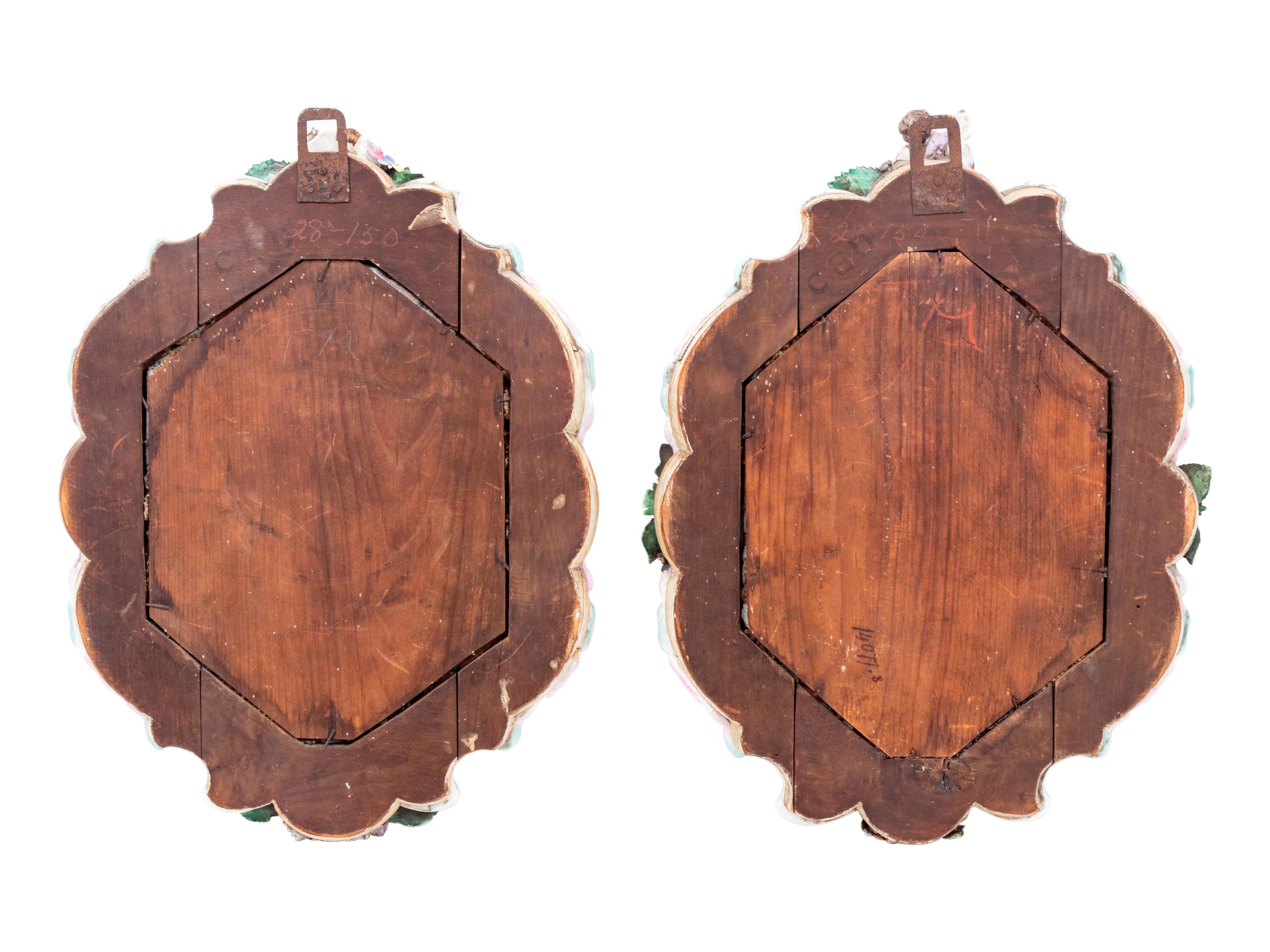 A Pair of Continental Porcelain Girandole Mirrors