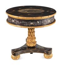 A Japanese Export Mother-of-Pearl and Abalone Inlaid Black Lacquer and Parcel Gilt Center Table