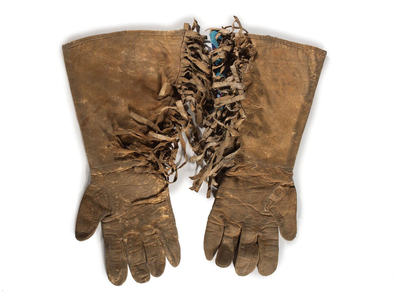 Plateau Beaded Hide Gauntlets, with Butterflies