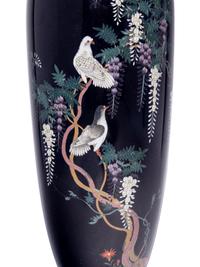 A Pair of Black Ground Cloisonné Vases