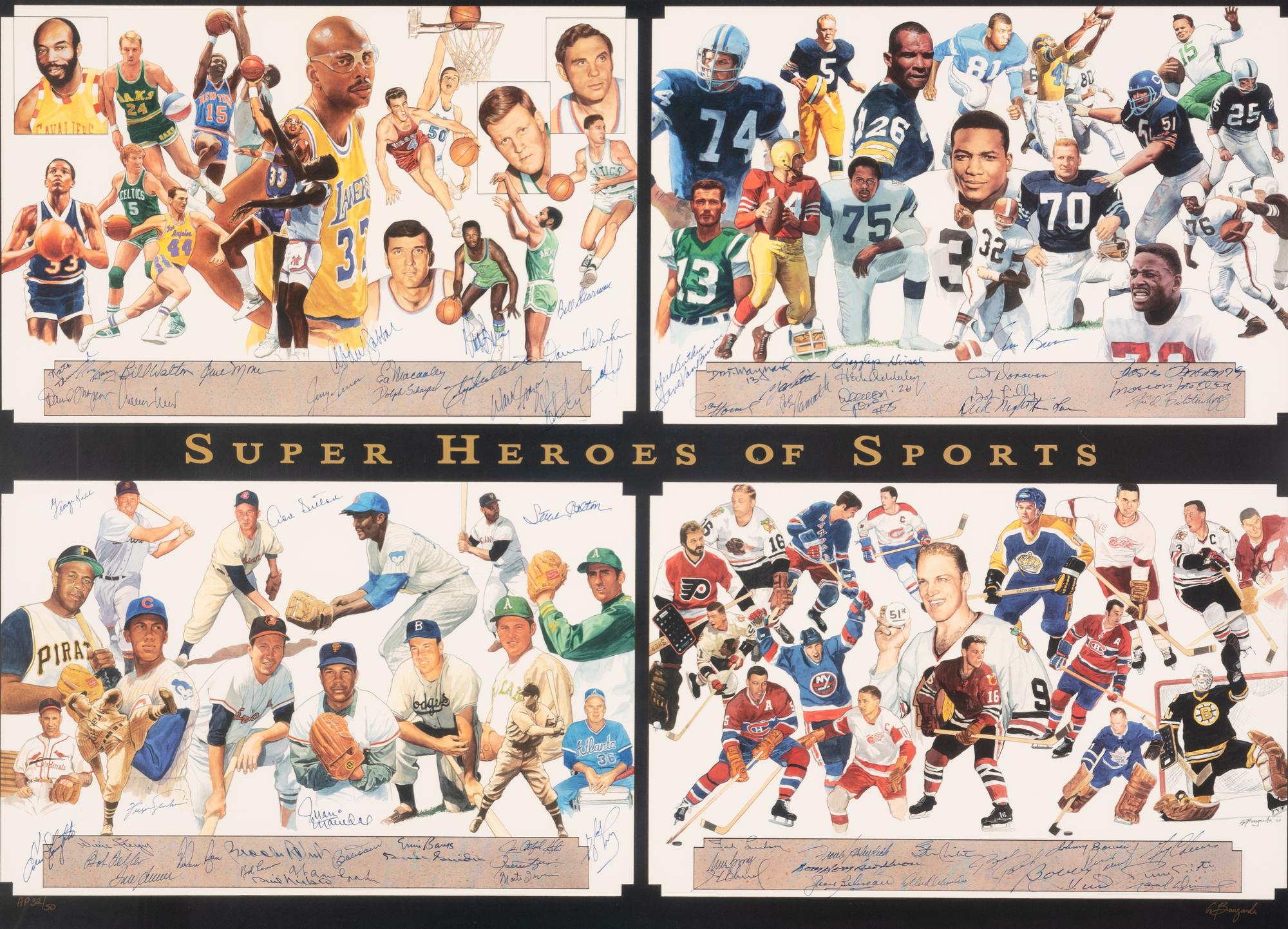 A George Bungarda Super Heroes of Sport Multi Signed Autograph Display Featuring Over 60 Hall of Fame Signatures