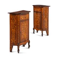 A Pair of Dutch Marquetry Side Cabinets