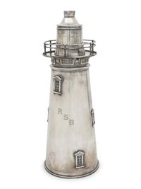 A Large American Silver-Plate Lighthouse Cocktail Shaker