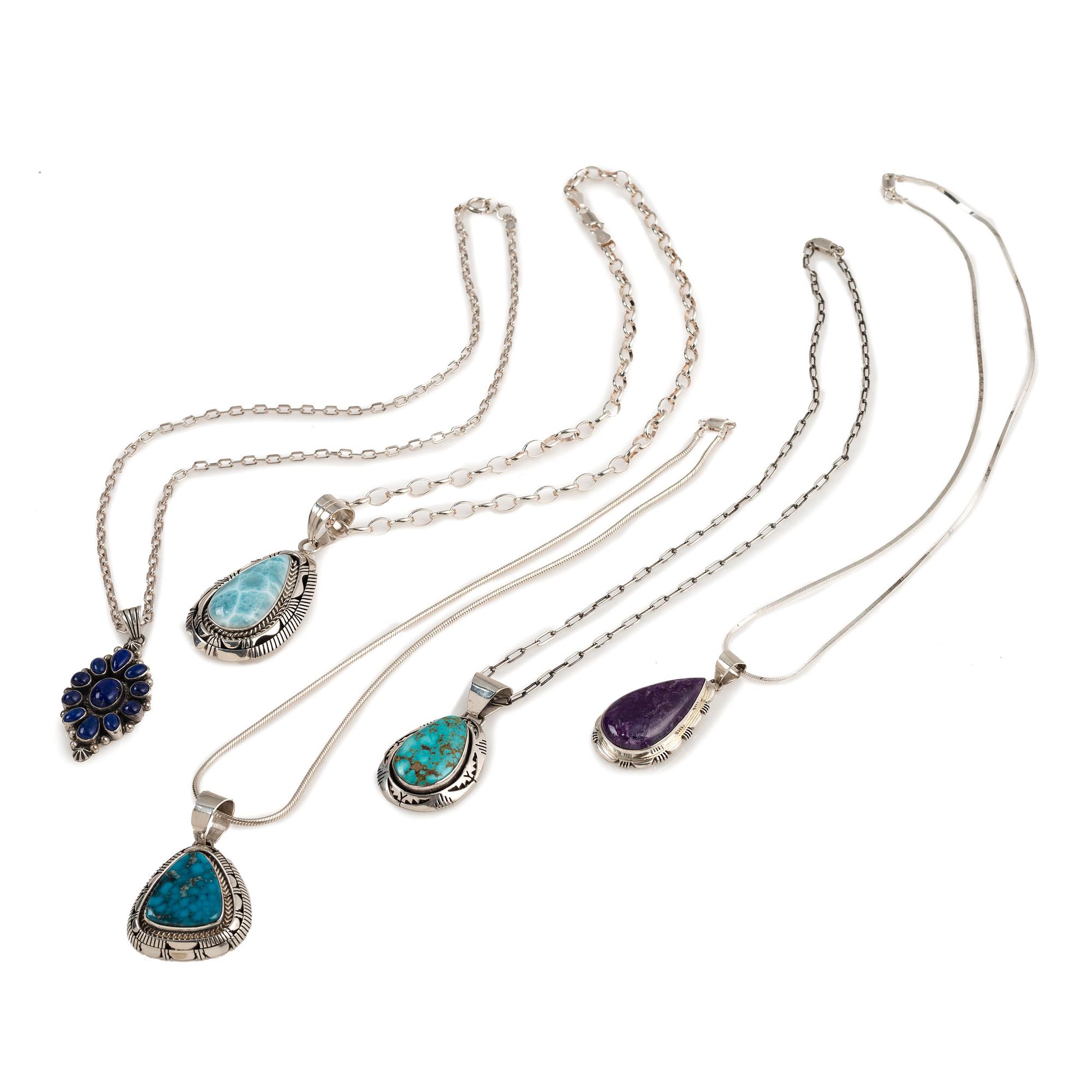 Navajo Sterling Silver Pendants with Inlay