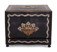 A Napoleon III Brass and Mother-of-Pearl Inlaid Ebonized Cave à Liqueur