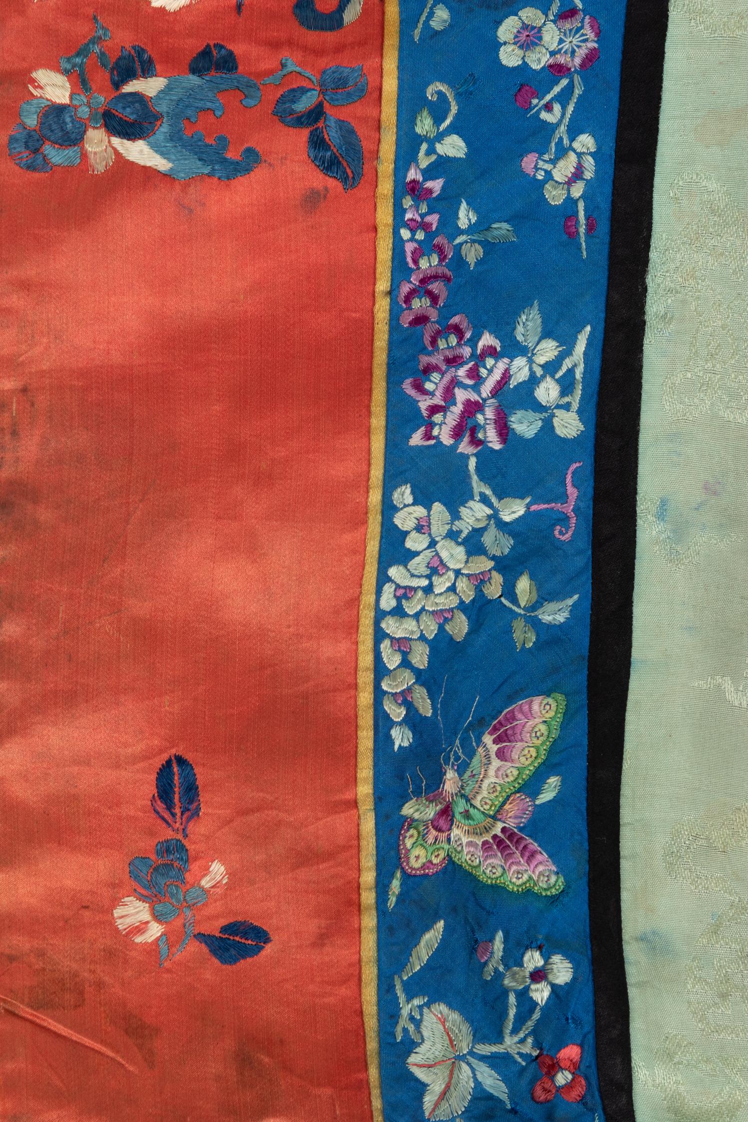 Two Chinese Embroidered Silk Articles