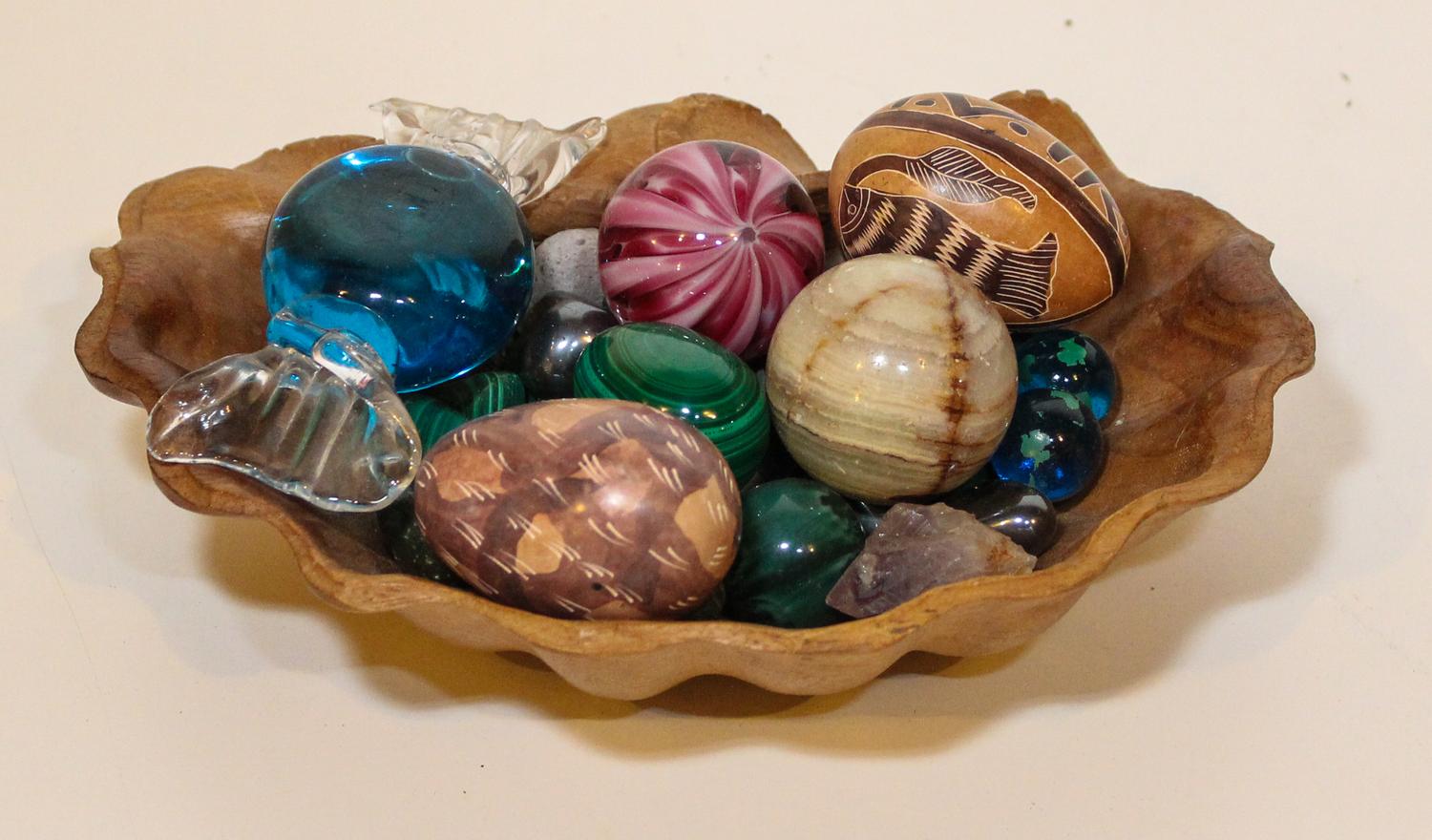 Fifteen Mineral and Crystal Specimens. Width of widest 11 inches.