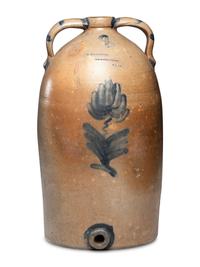 A Schrop Eight-Gallon Cobalt Decorated Stoneware Cooler