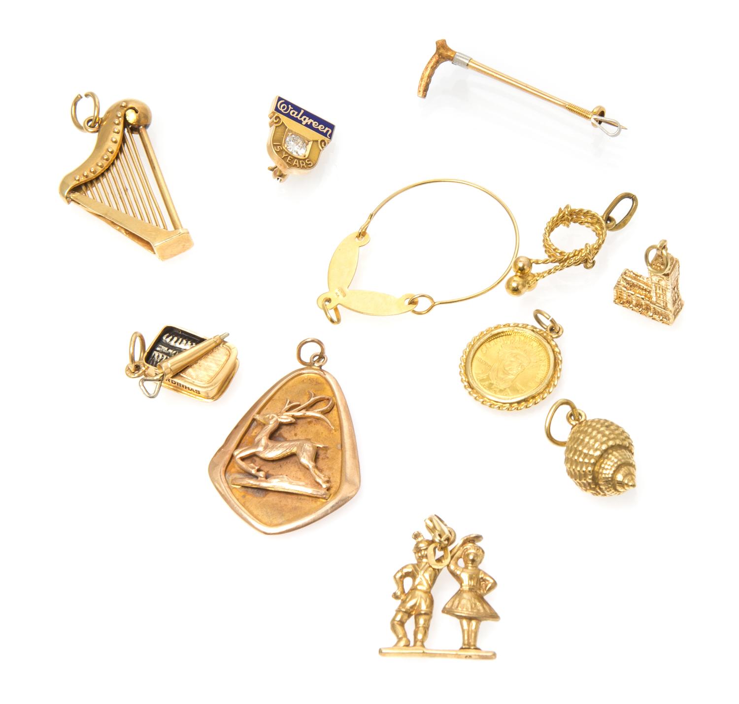 A Collection of Yellow Gold Jewelry, 8.30 dwts.