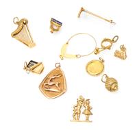 A Collection of Yellow Gold Jewelry, 8.30 dwts.