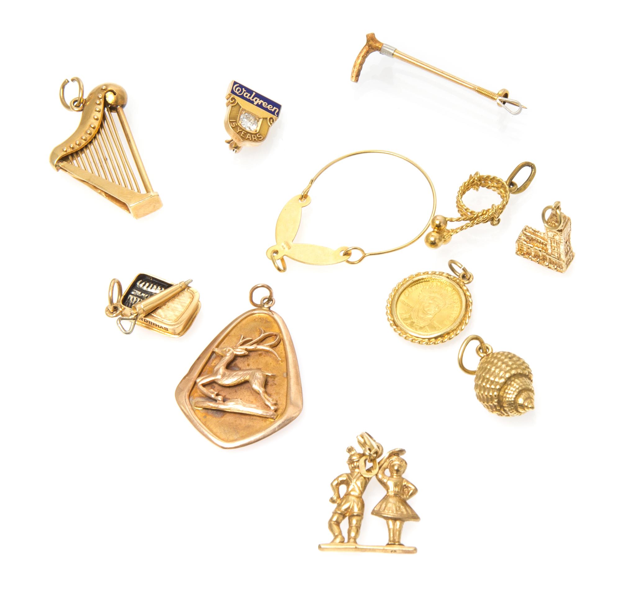 A Collection of Yellow Gold Jewelry, 8.30 dwts.
