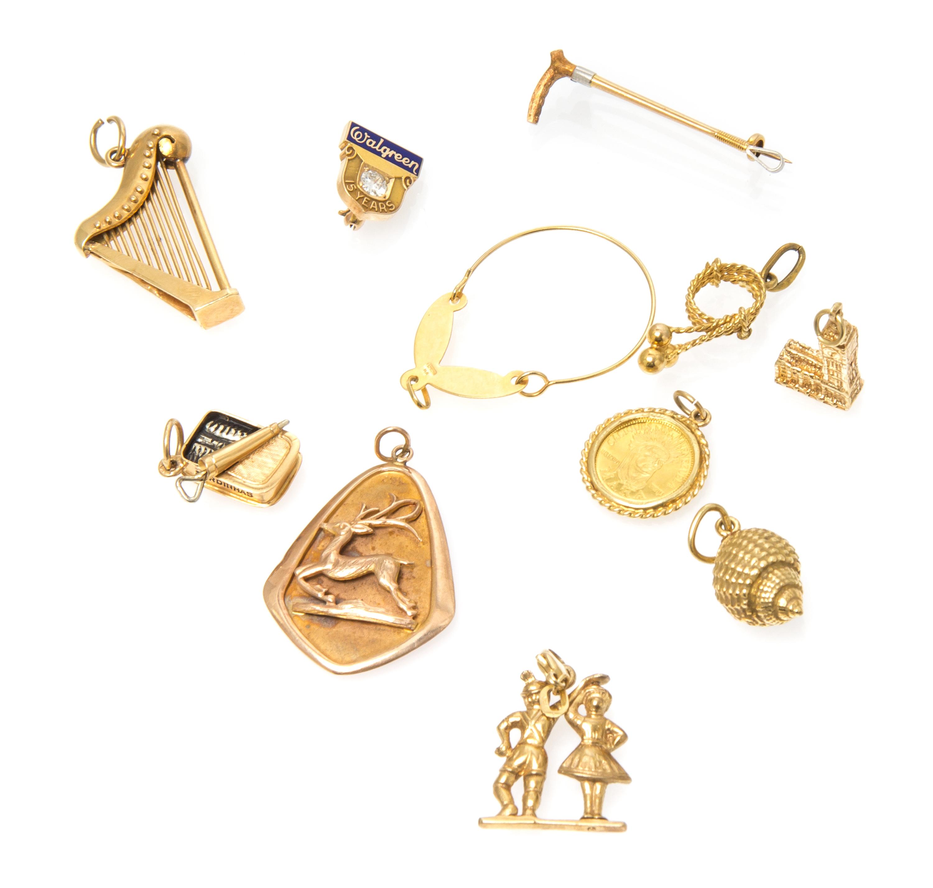 A Collection of Yellow Gold Jewelry, 8.30 dwts.