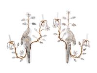 A Pair of Giltwood and Rock Crystal Two-Light Sconces in the Style of Maison Baguès