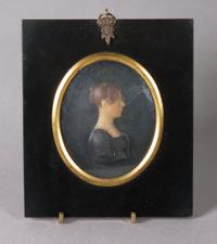 An English Wax Profile Bust, Height overall 6 1/4 inches.