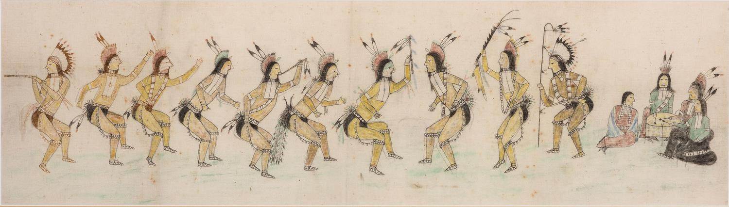 Sioux Painting on Muslin, Grass Dance