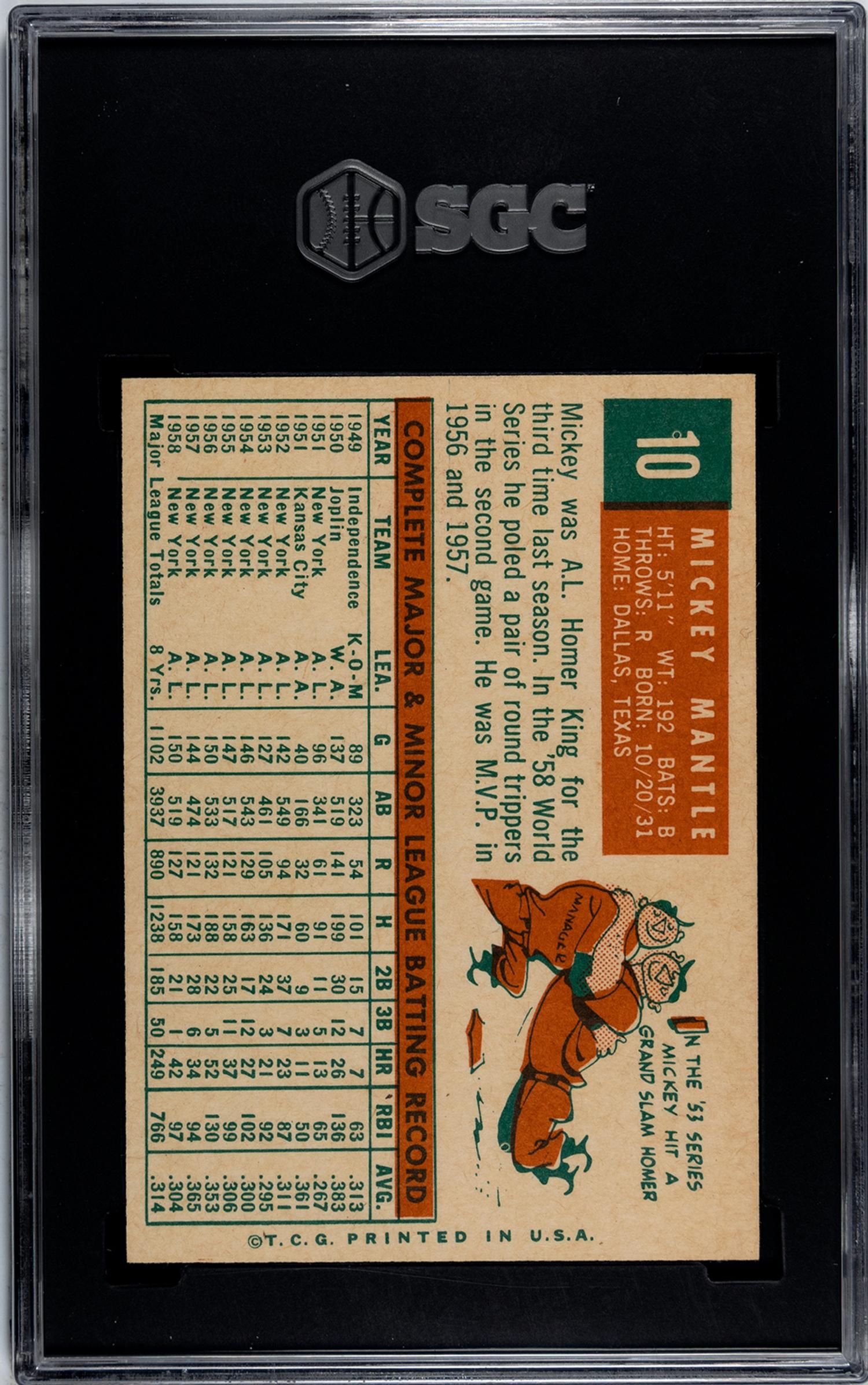 A 1959 Topps Mickey Mantle Baseball Card (SGC 7.5 NM+)