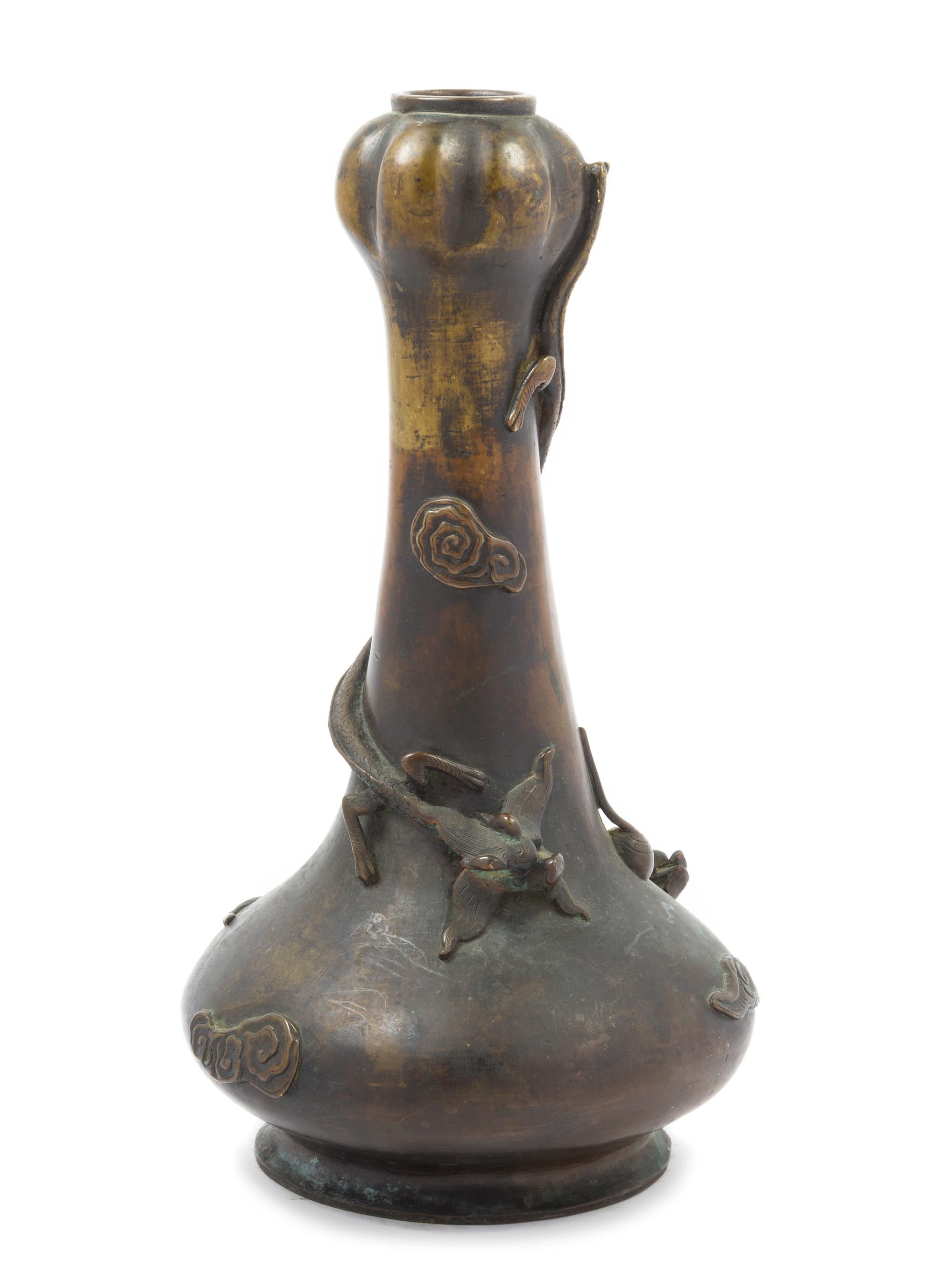 A Chinese Bronze Garlic Head Vase MING DYNASTY, CIRCA 16TH/17TH CENTURY Height 15 1/4 inches. — MING DYNASTY, CIRCA 16TH/17TH CENTURY