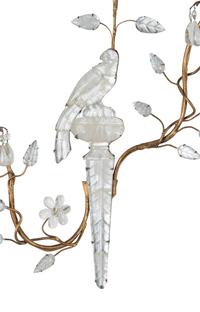 A Pair of Giltwood and Rock Crystal Two-Light Sconces in the Style of Maison Baguès