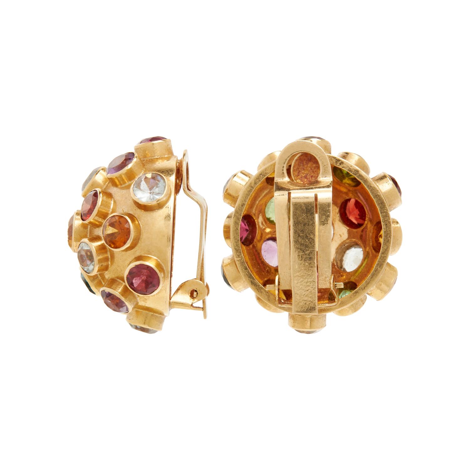 YELLOW GOLD AND MULTIGEM 'SPUTNIK' EARRINGS