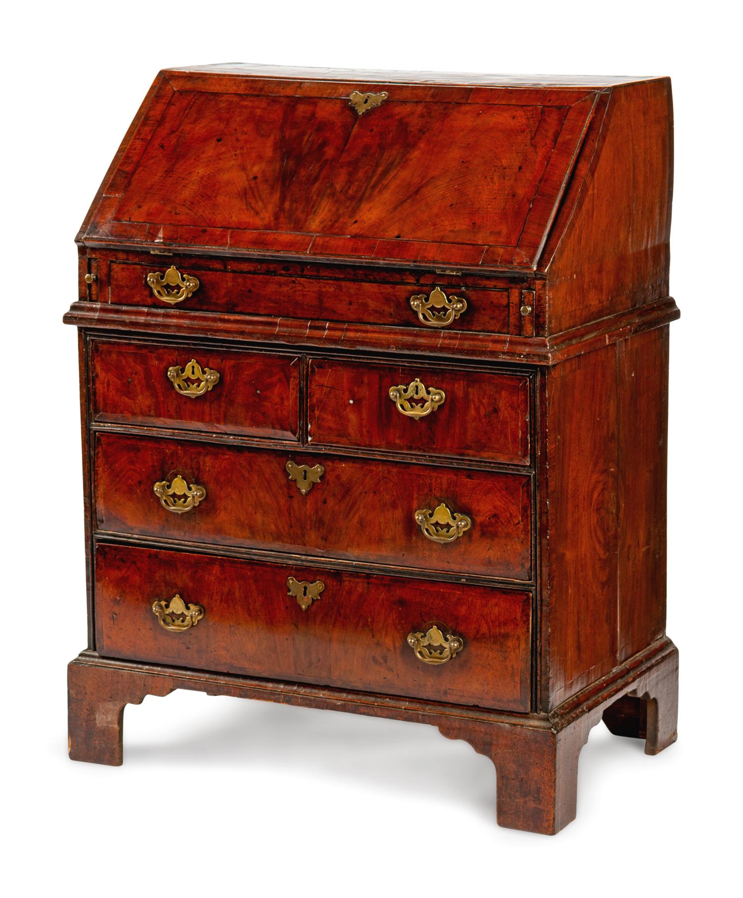 A George II Walnut Slant-Front Desk