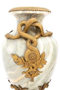 A Pair of French Gilt Bronze-Mounted Marble Urns