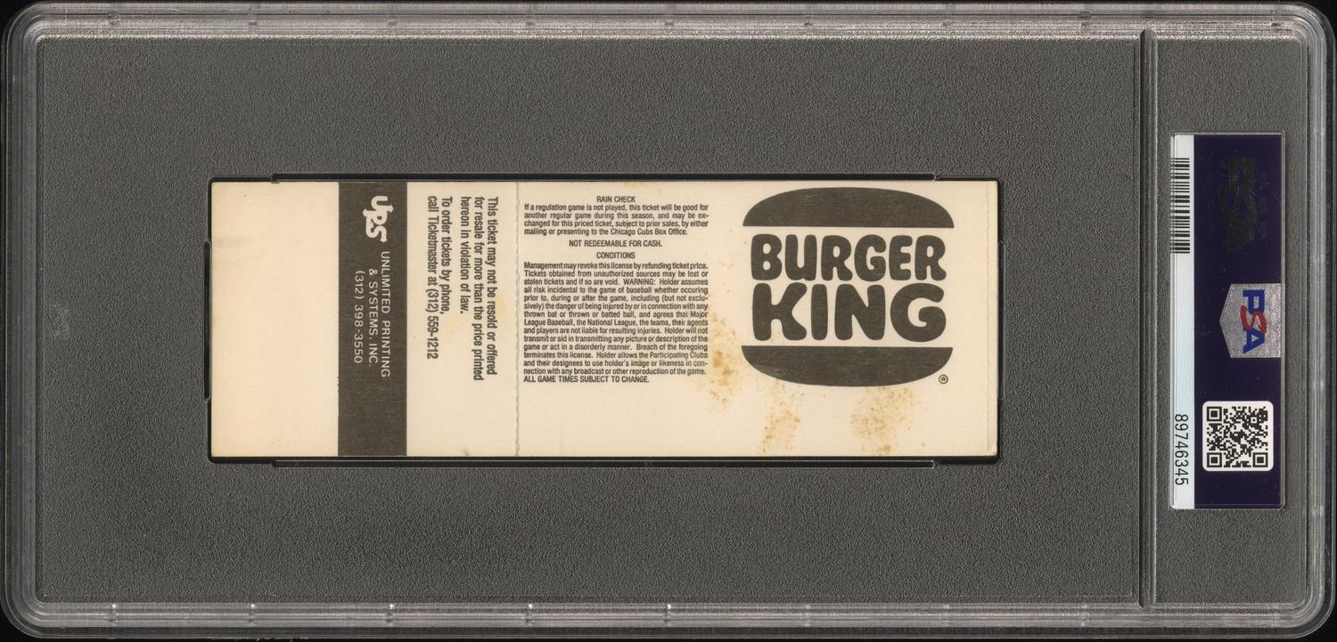 An August 9, 1988 Chicago Cubs Wrigley Field First Official Night Game Full Ticket (PSA 5 EX)