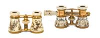 Two Pairs of Continental Opera Glasses, Width of first 4 1/4 inches.