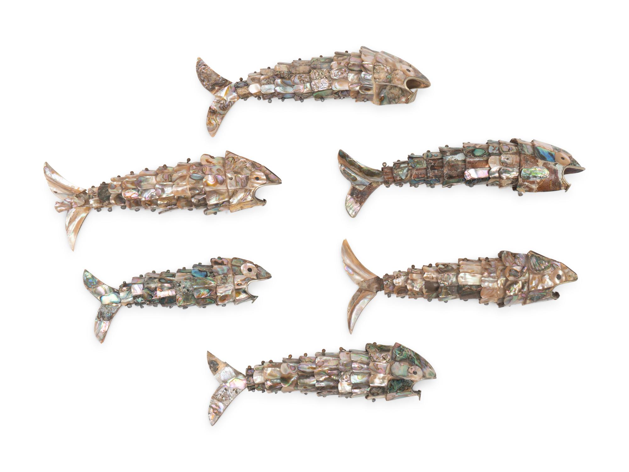 Six Abalone Veneered Reticulated Fish
