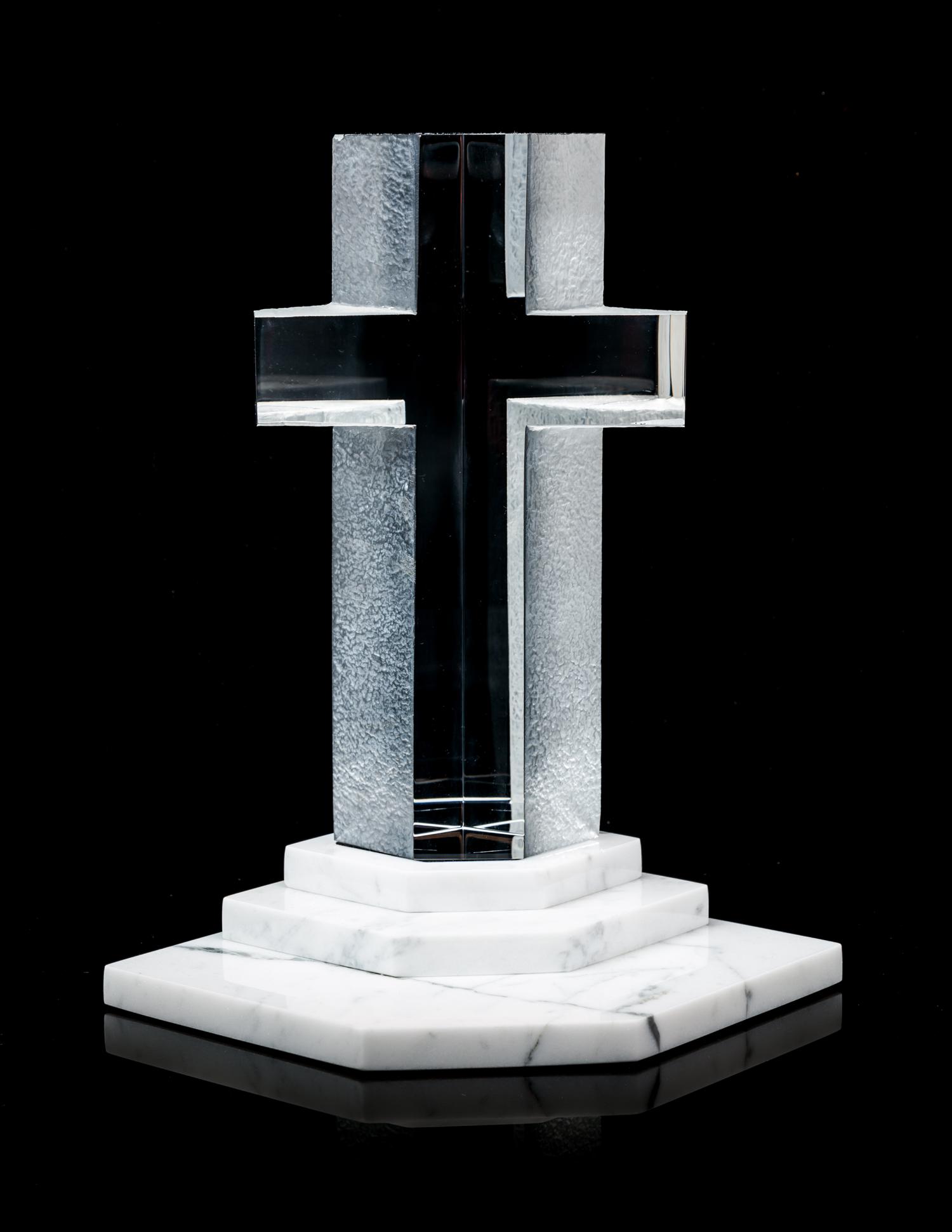 A Steuben Cut Glass Cross Height without base 8 1/2 inches.
