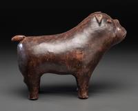 A Leather Bulldog Footstool