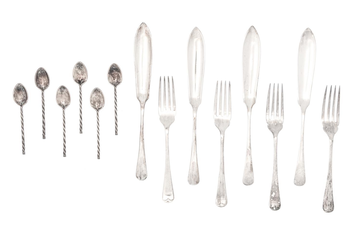 Two Cased Sets of Silver and Silver-Plate Flatware Articles