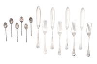 Two Cased Sets of Silver and Silver-Plate Flatware Articles