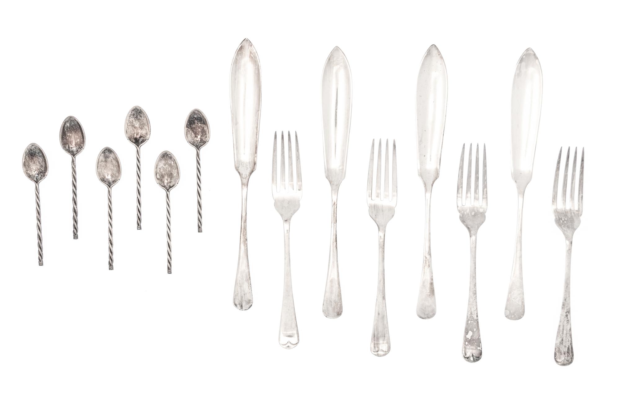 Two Cased Sets of Silver and Silver-Plate Flatware Articles